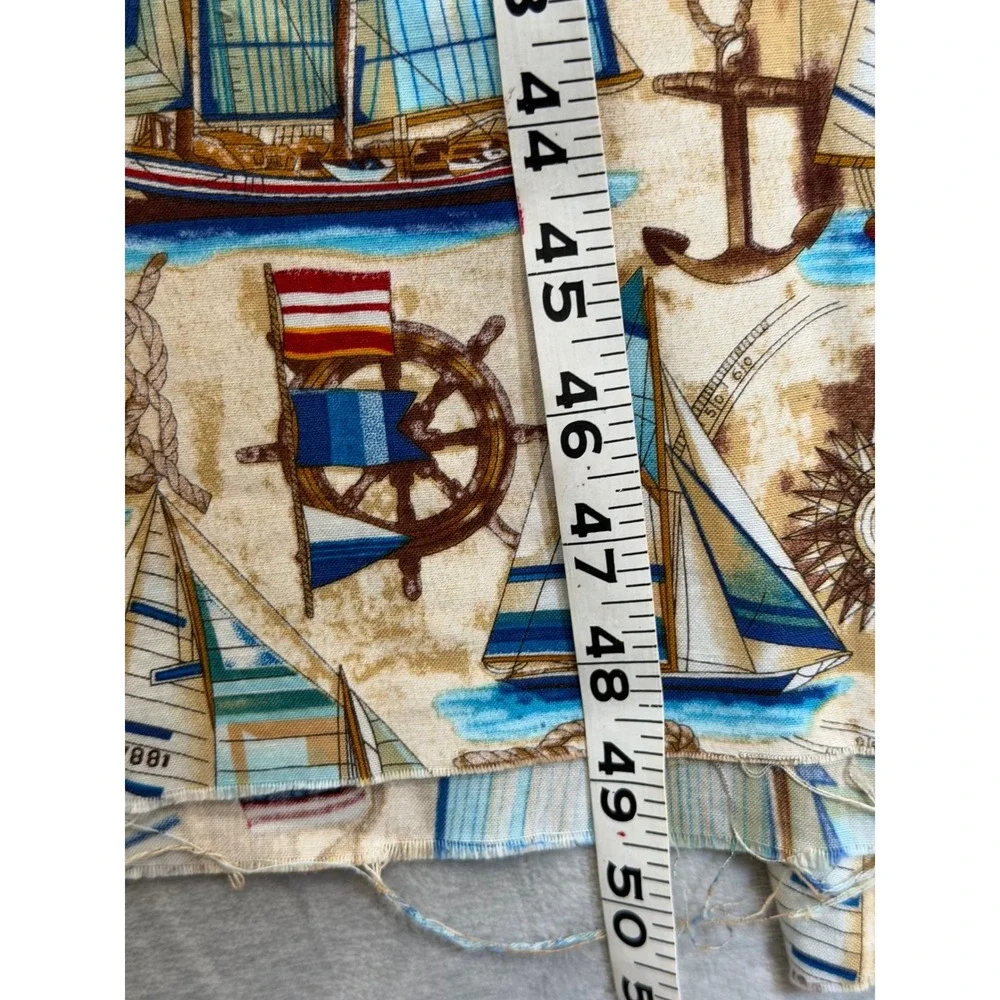 VTG Robert Kaufman Sailboat Fabric Tan Nautical Sailboat Anchor Compass 98